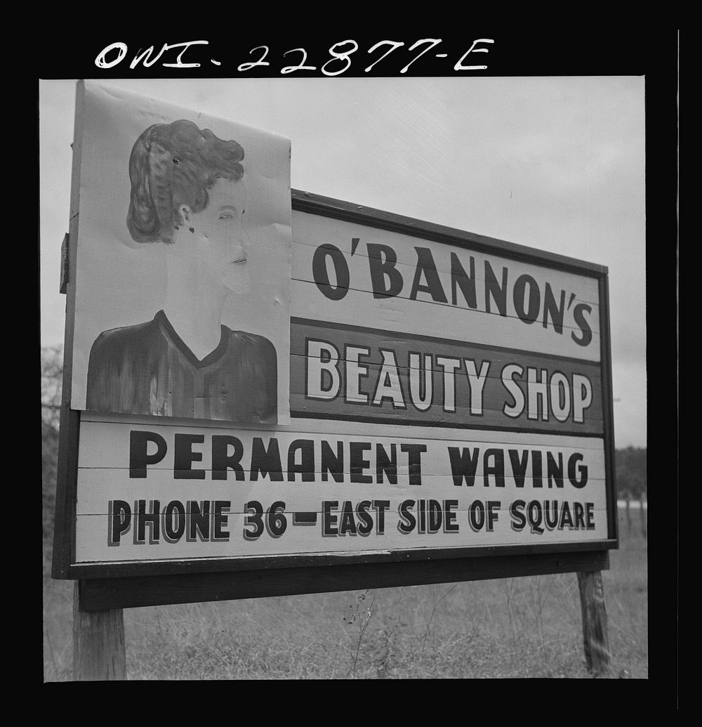 [Untitled photo, possibly related to: Huntsville (vicinity), Texas. Beauty shop advertisement]. Sourced from the Library of…