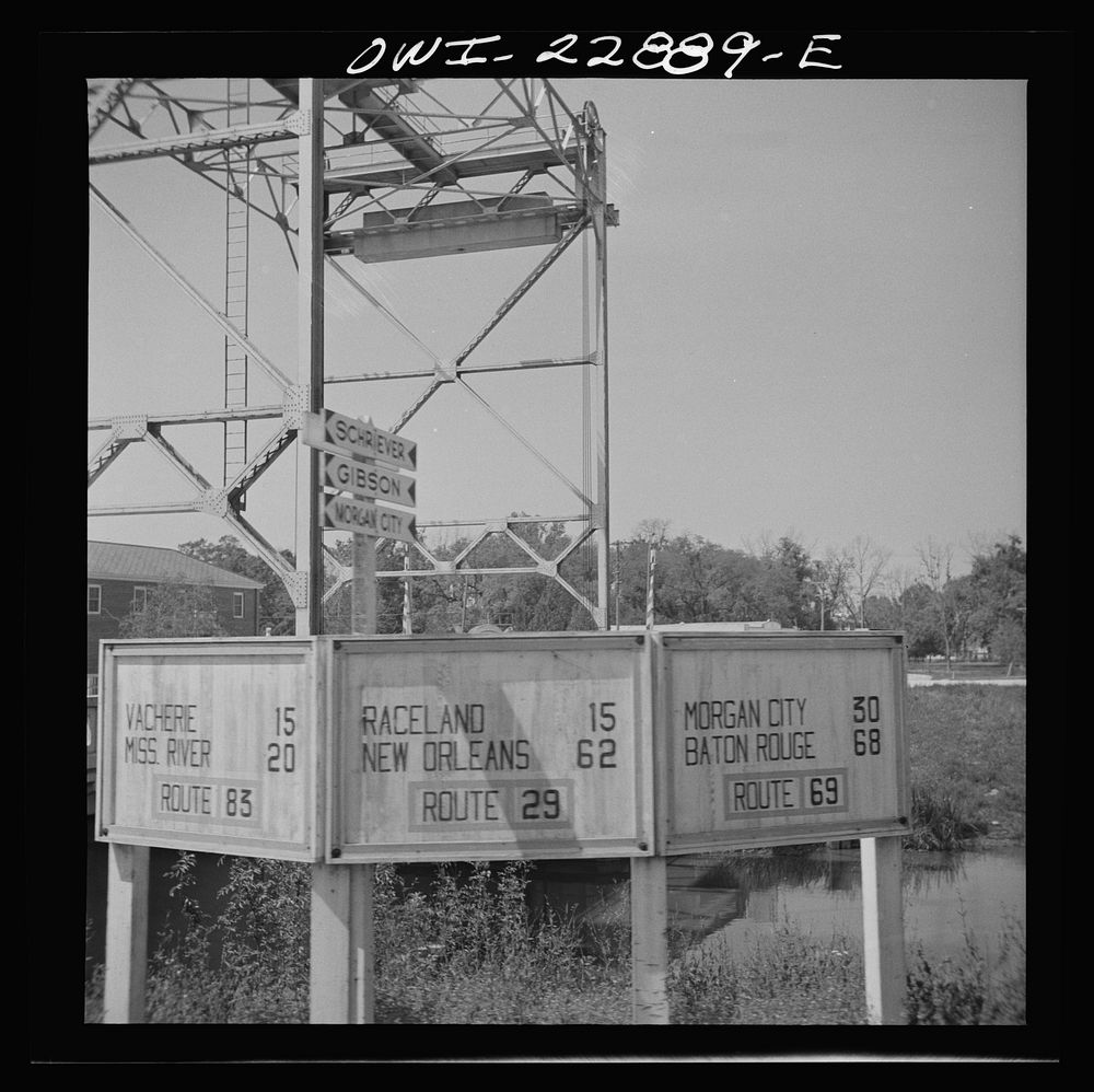 Thibodaux, Louisiana. Roadsigns. Sourced from the Library of Congress.