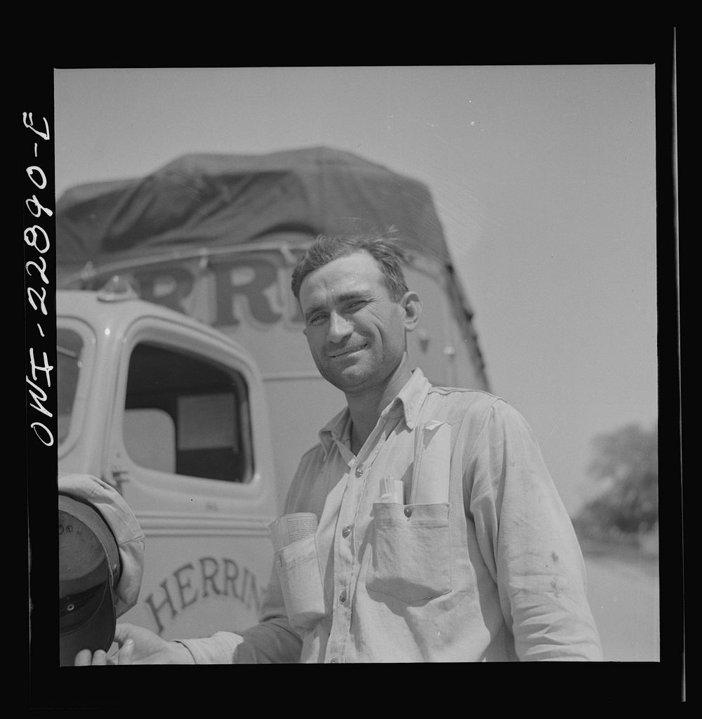 [Untitled photo, possibly related to: Franklin, Louisiana. Jean Broussard, Cajun truck driver]. Sourced from the Library of…