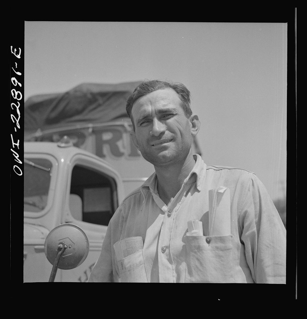 Franklin, Louisiana. Jean Broussard, Cajun truck driver. Sourced from the Library of Congress.