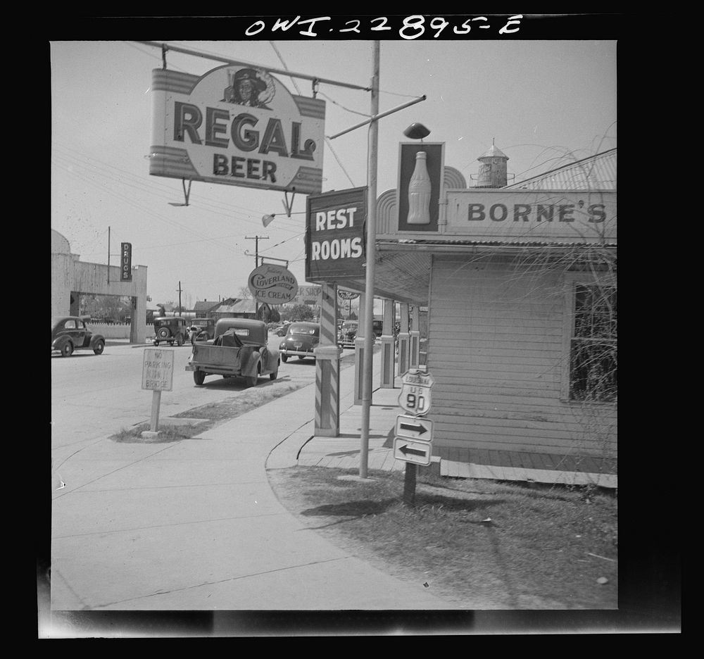 Raceland, Louisiana. U.S. Highway 90. Sourced from the Library of Congress.