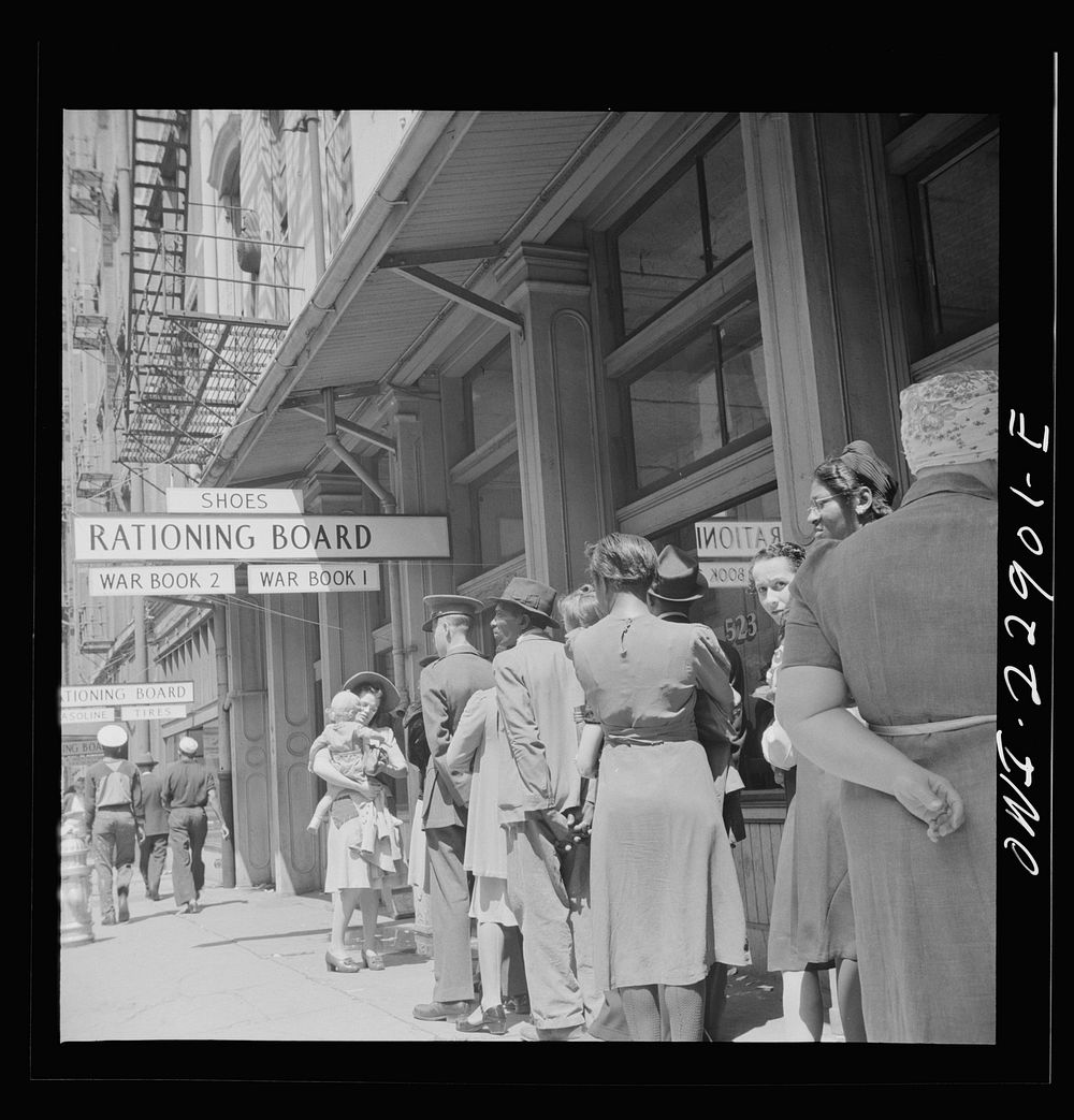 [Untitled photo, possibly related to: New Orleans, Louisiana. Line at a rationing board]. Sourced from the Library of…