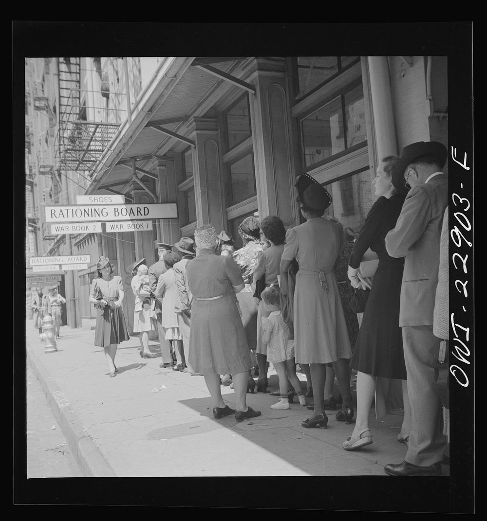 [Untitled photo, possibly related to: New Orleans, Louisiana. Line at a rationing board]. Sourced from the Library of…