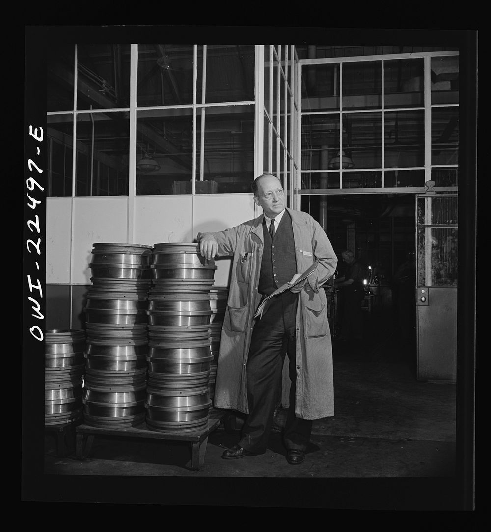[Untitled photo, possibly related to: Philadelphia, Pennsylvania. Swedish-American foreman of the SKF roller bearing…