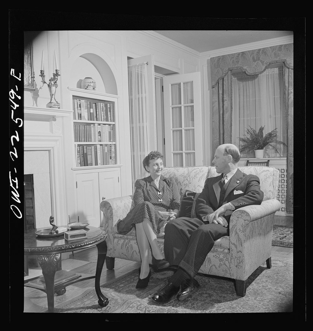 Philadelphia, Pennsylvania. Swedish-American engineer at the SKF roller bearing factory with his wife at home. Sourced from…