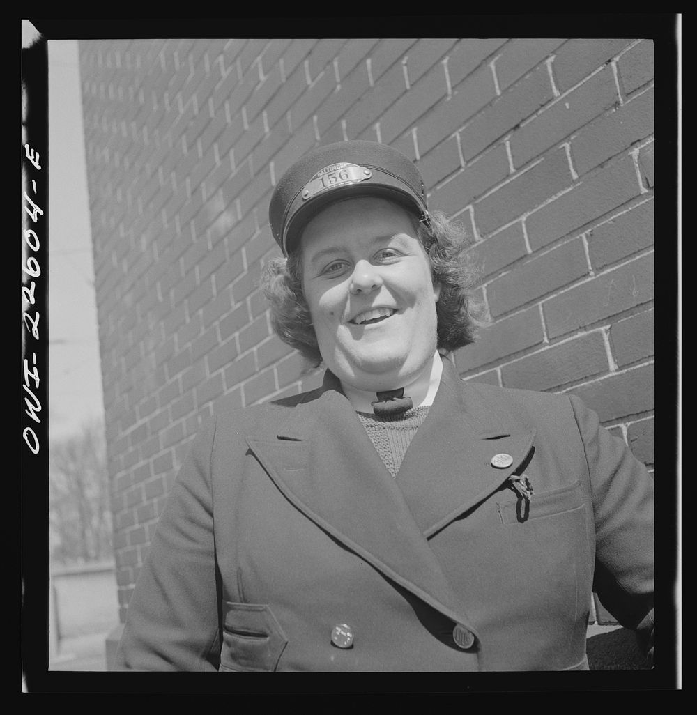 Baltimore, Maryland. Woman trolley conductor. Sourced from the Library of Congress.