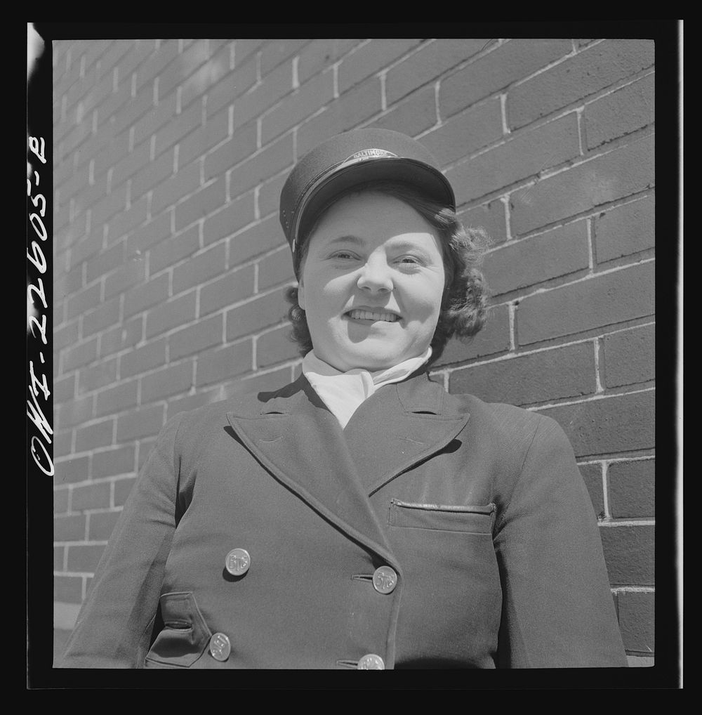 [Untitled photo, possibly related to: Baltimore, Maryland. Woman trolley conductor]. Sourced from the Library of Congress.