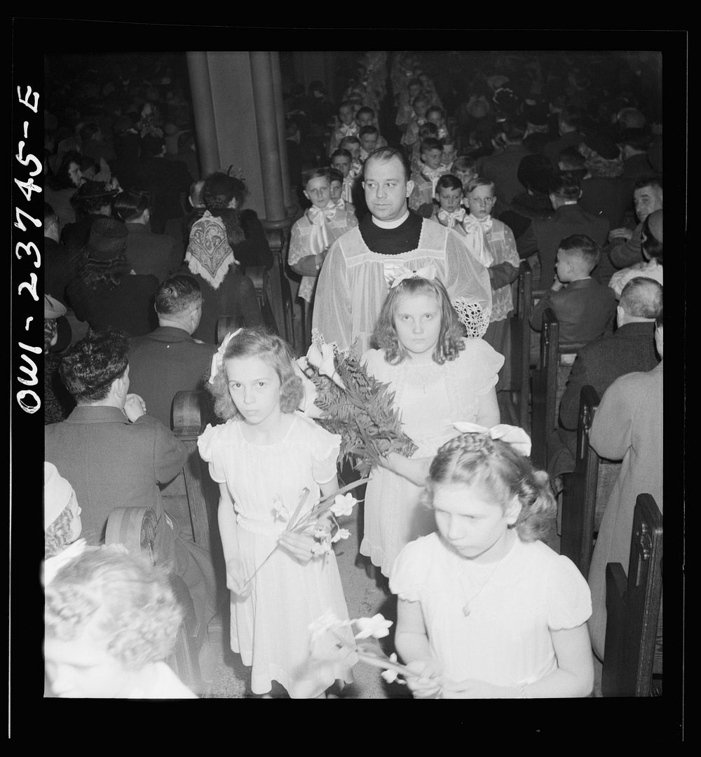 [Untitled photo, possibly related to: Buffalo, New York. Procession and high mass on Easter at the Corpus Christi church in…