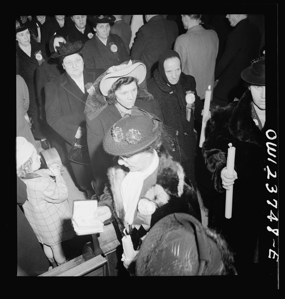 [Untitled photo, possibly related to: Buffalo, New York. Procession at Easter high mass at the Corpus Christi Church in the…