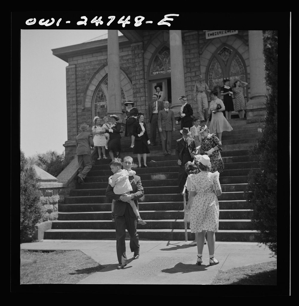 [Untitled photo, possibly related to: San Augustine, Texas. Leaving the Methodist church after Easter services]. Sourced…
