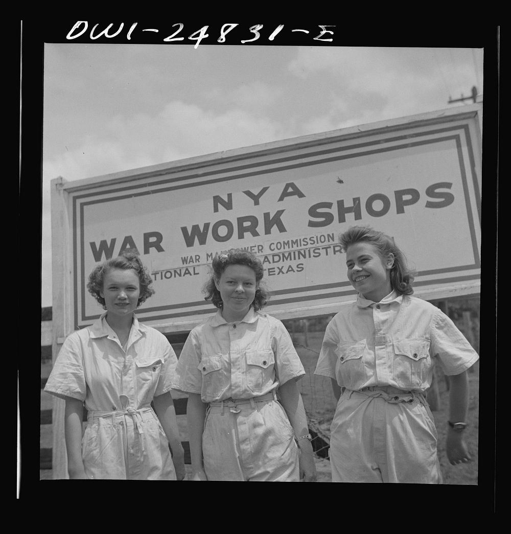 San Augustine, Texas. Girls in NYA (National Youth Administration) war training program. Sourced from the Library of…