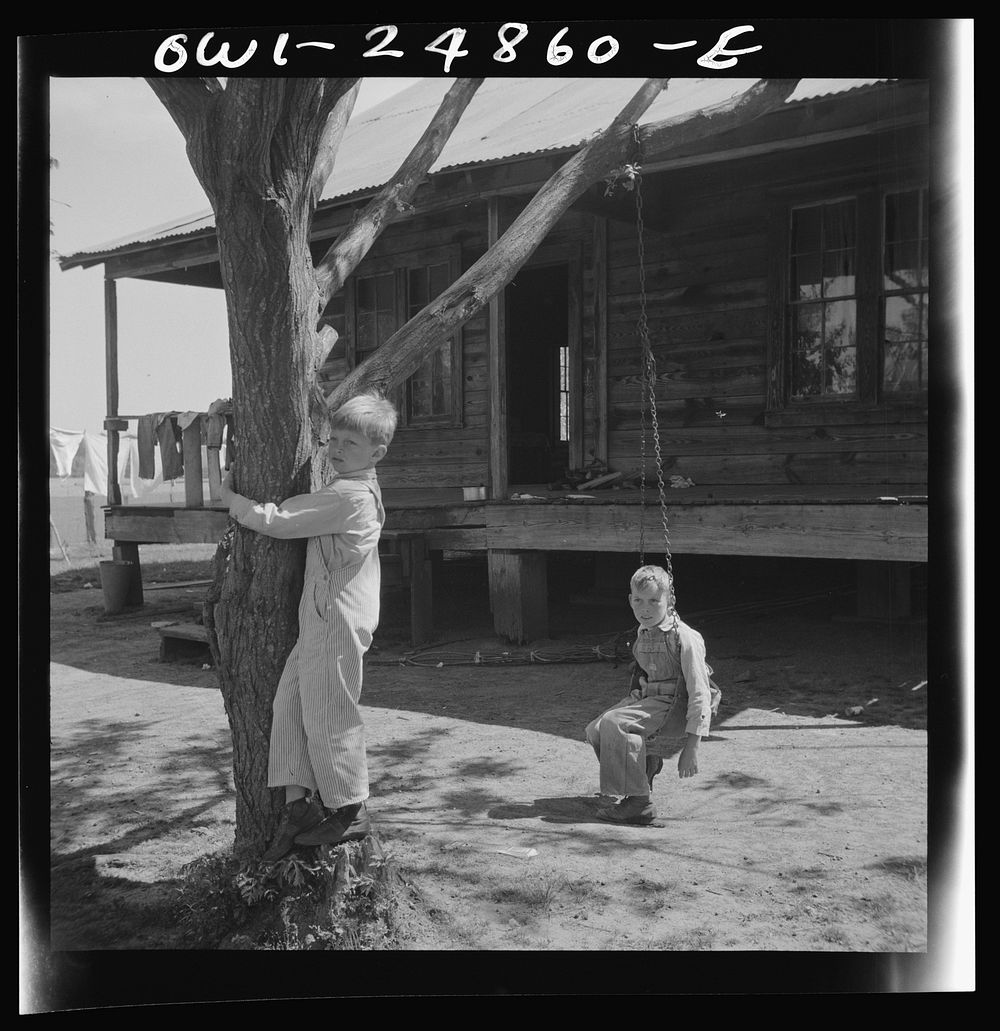 Nacogdoches County, Texas. Children of a farmer in a pine woods area. Sourced from the Library of Congress.