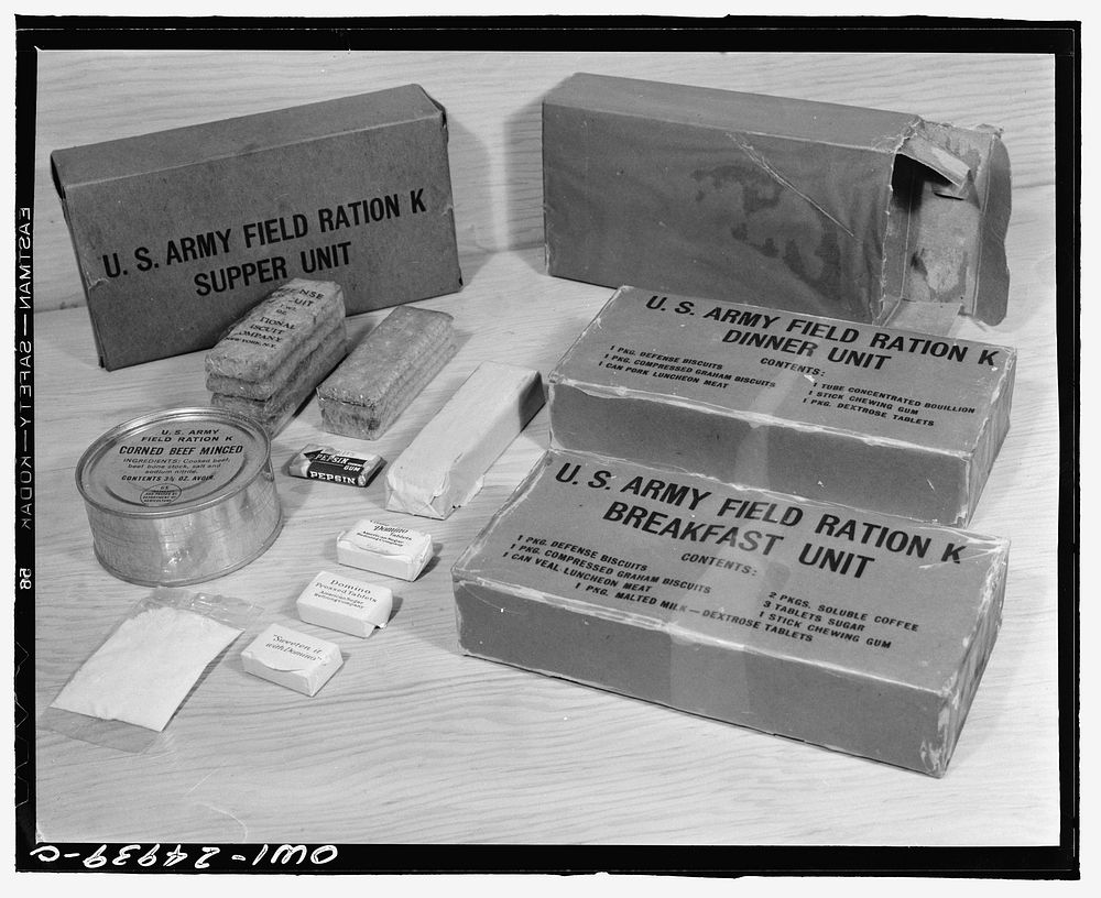 Chicago, Illinois. Subsistence research laboratory of the U.S. Army quartermaster depot. K ration is highly concentrated…