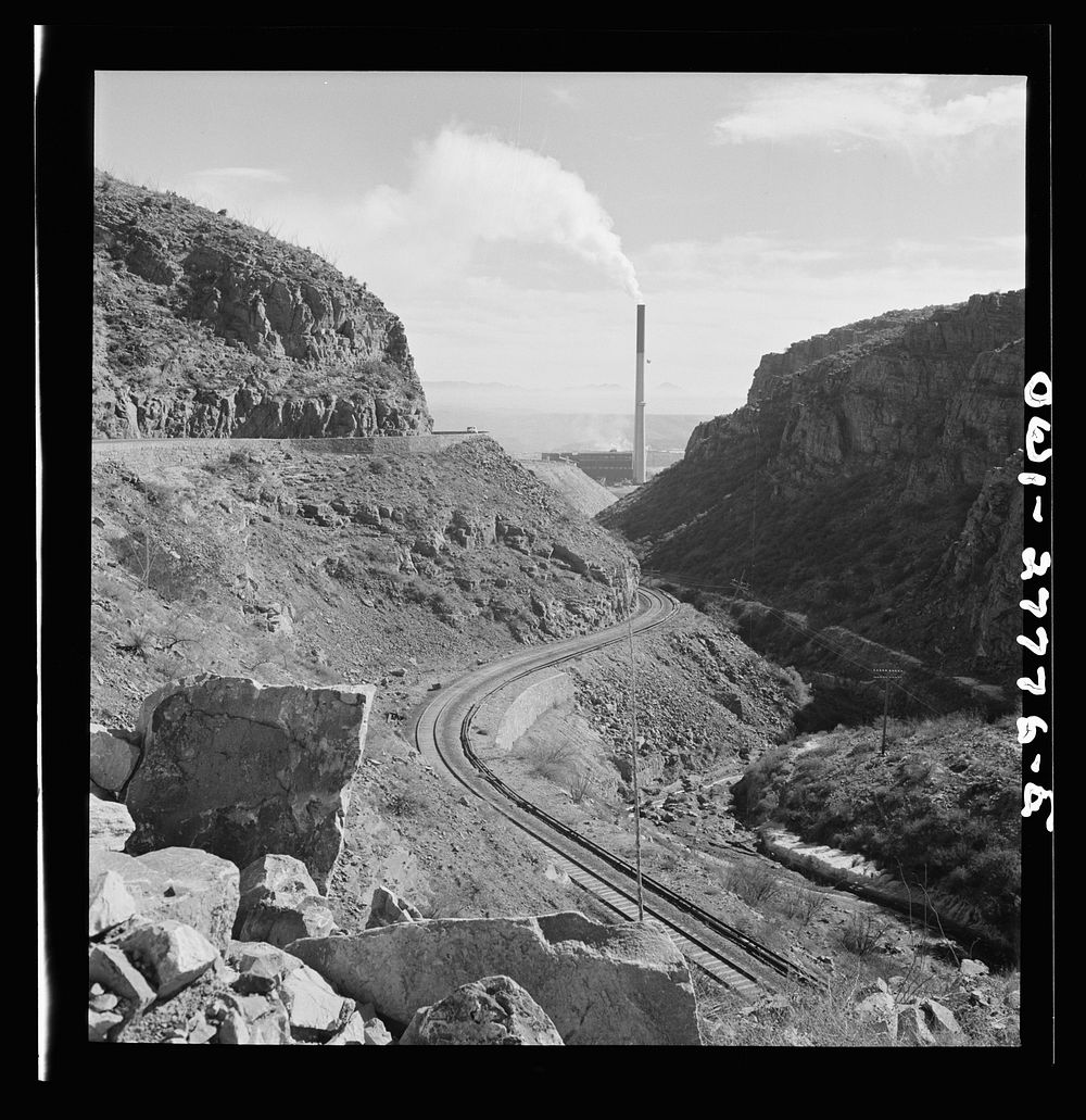 Morenci, Arizona. The copper mine railroad on which the ore is transported to the smelting plant of the Phelps Dodge mining…