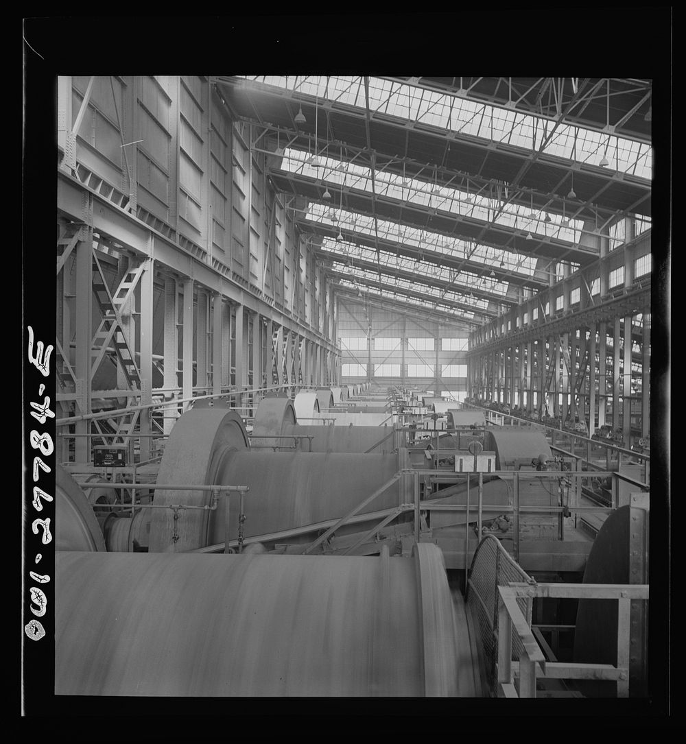 Morenci, Arizona. Ball mills in the concentrator plant of the Phelps Dodge mining corporation which grinds copper ore to…