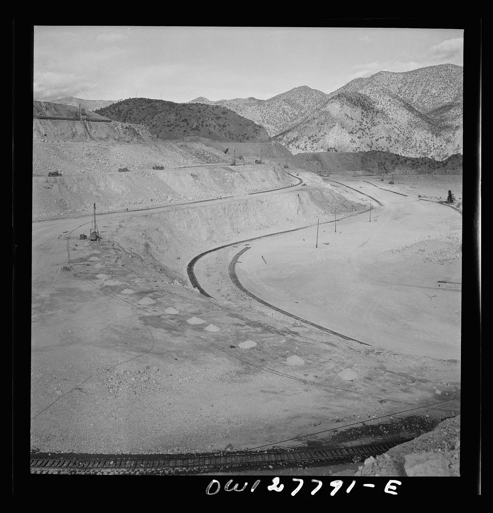[Untitled photo, possibly related to: Morenci, Arizna. Galleries in an open-pit cooper mine of the Phelps Dodge corporation…