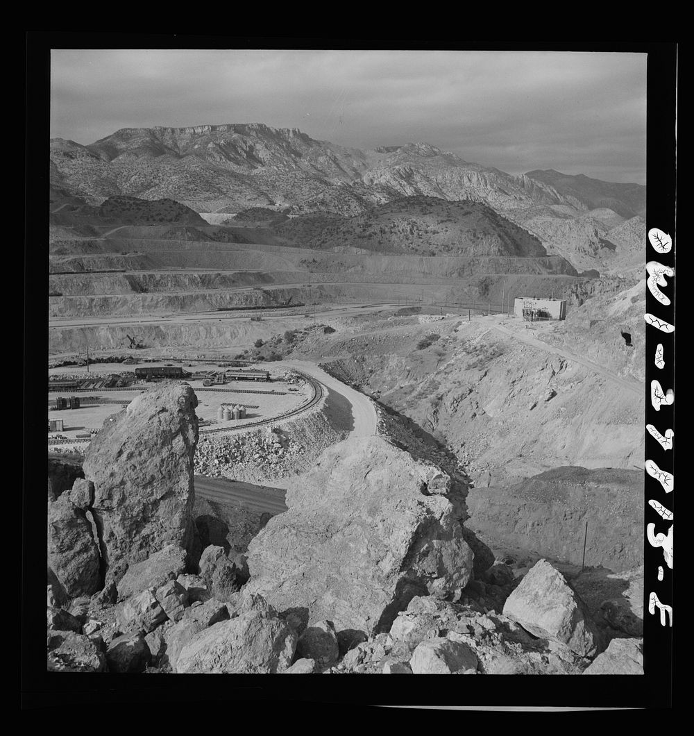 Morenci, Arizona. An open-pit copper mine of the Phelps Dodge mining corporation. Sourced from the Library of Congress.