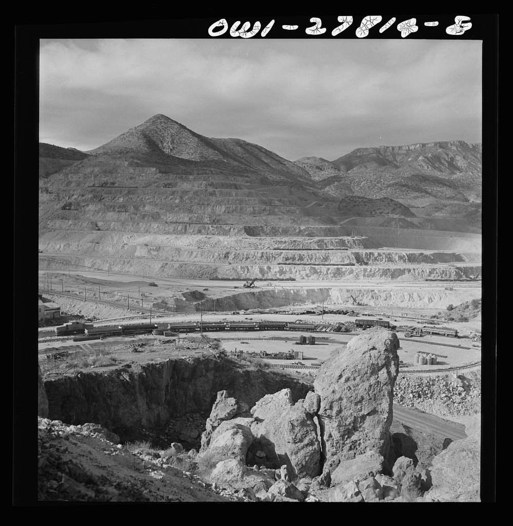 Morenci, Arizona. An open-pit copper mine of the Phelps Dodge mining corporation. Sourced from the Library of Congress.
