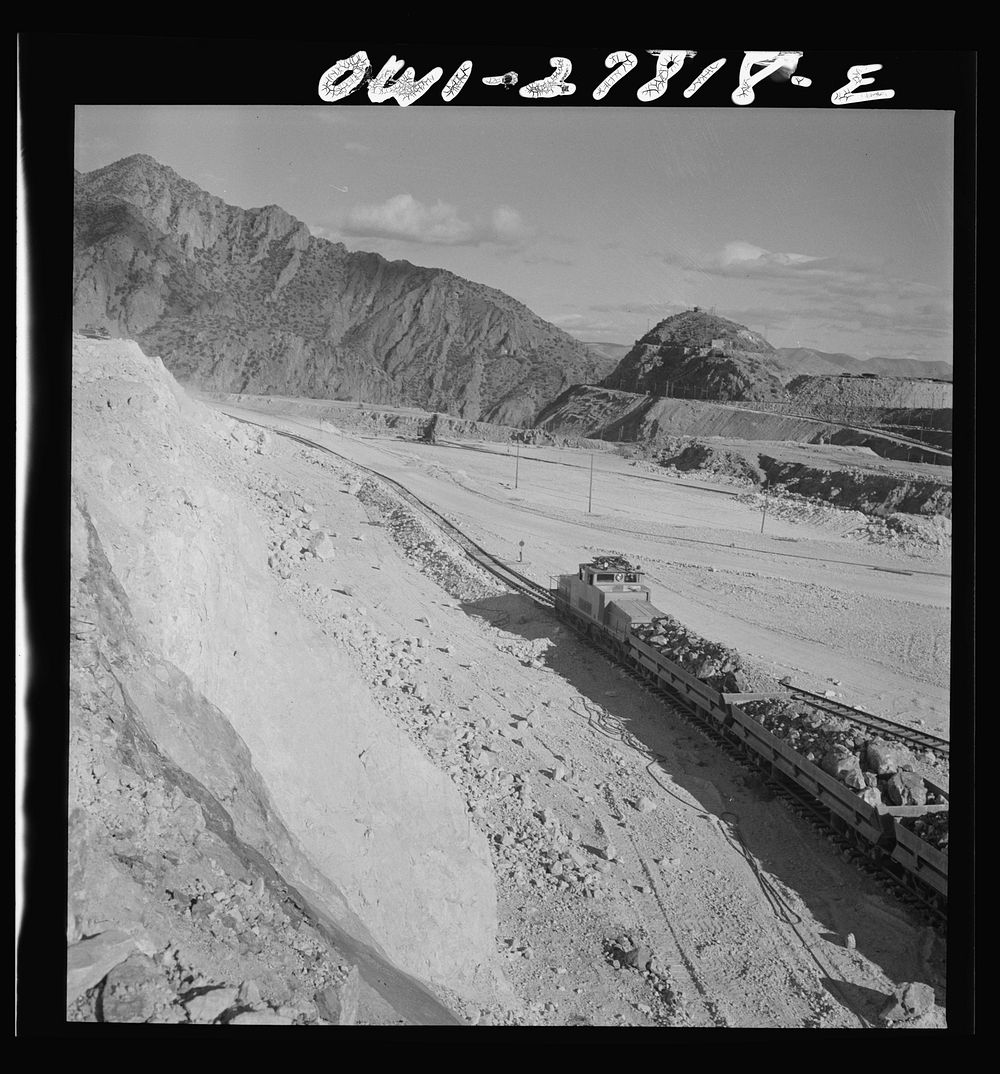 Morenci, Arizona. An ore train on its way to smelter from an open-pit cooper mine of the Phelps Dodge mining corporation.…