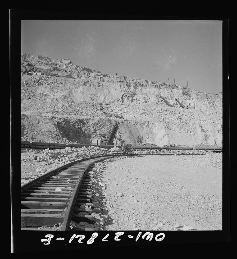 [Untitled photo, possibly related to: Morenci, Arizona. Loading copper ore from an open-pit copper mine]. Sourced from the…