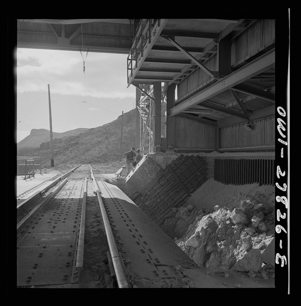 Morenci, Arizona. Entrance to the copper concentrator of the Phelps Dodge mining corporation where ore trains transport…