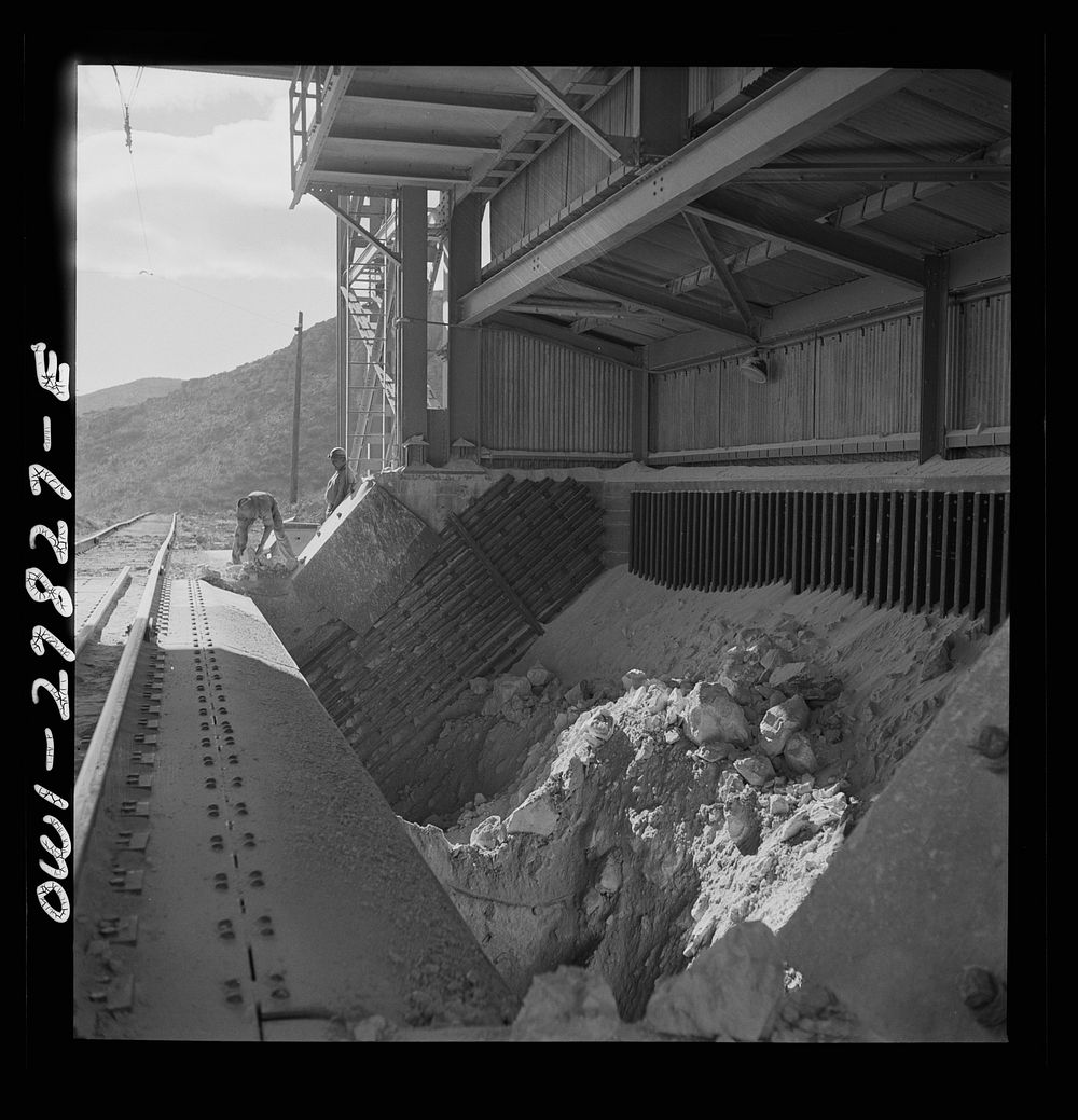 Morenci, Arizona. Entrance to the copper concentrator of the Phelps Dodge mining corporation where ore trains transport…