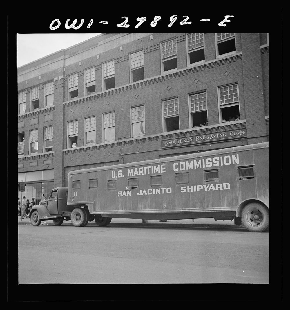 Houston, Texas. United States Maritime Commission bus for transporting shipyard workers. Sourced from the Library of…