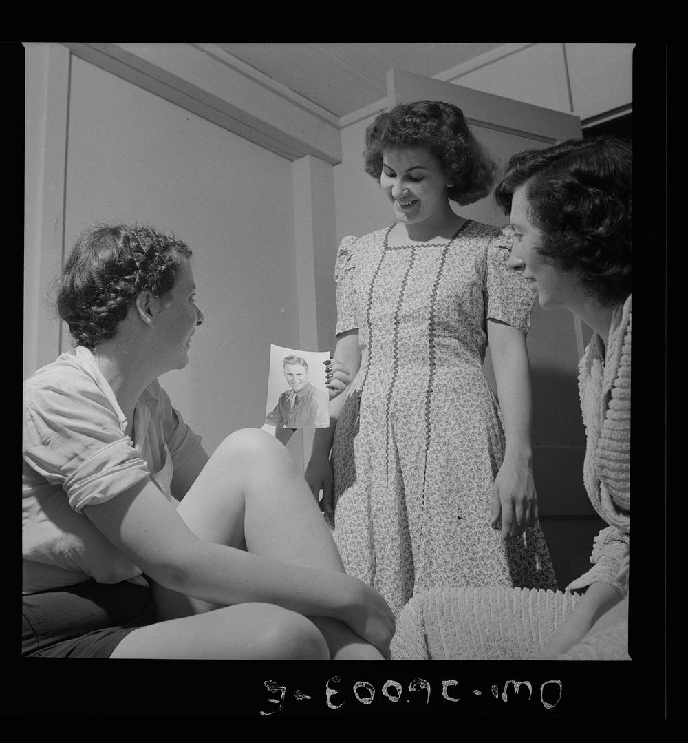 Arlington, Virginia. Three residents of Idaho Hall, Arlington Farms, a residence for women who work in the U.S. government…