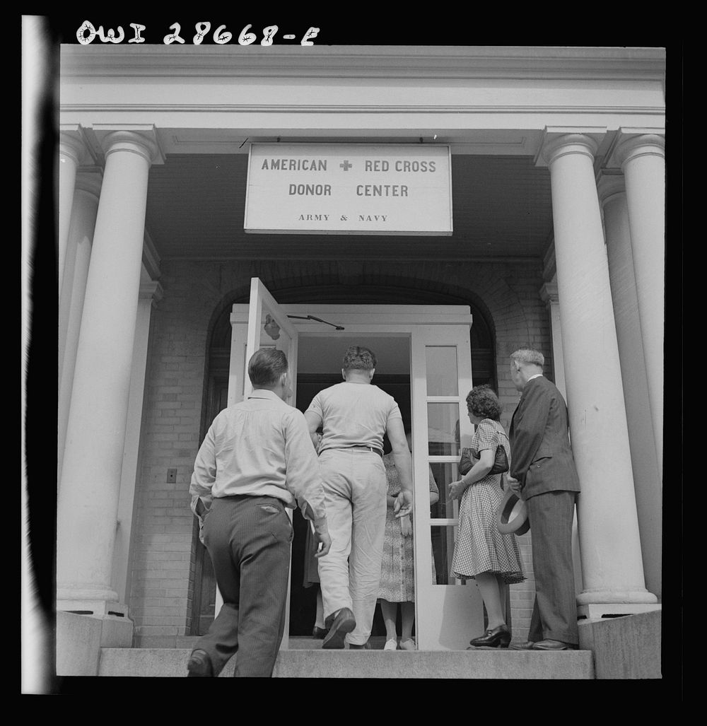 [Untitled photo, possibly related to: Washington, D.C. Entrance to the American Red Cross blood bank]. Sourced from the…