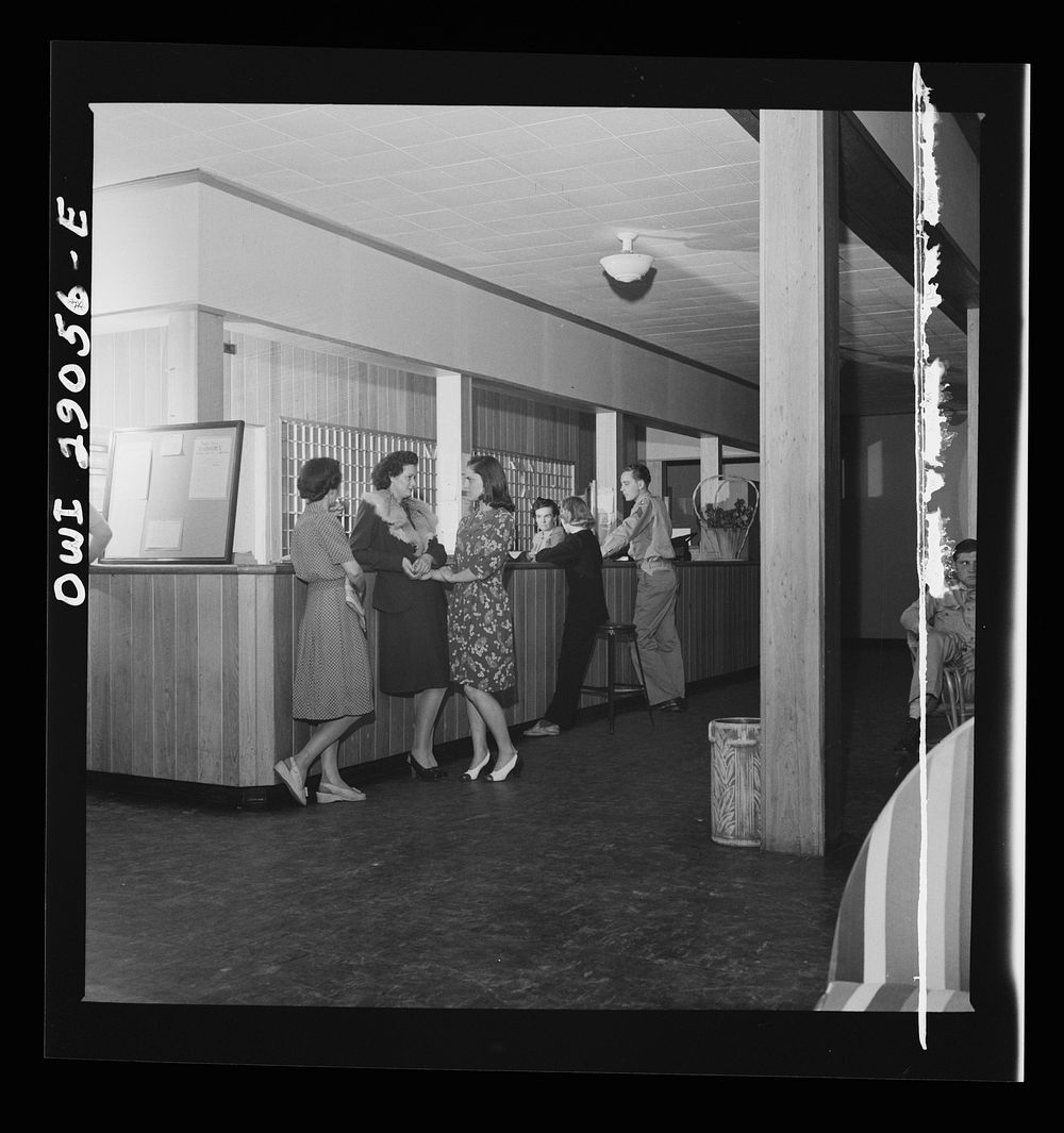 Arlington, Virginia. The main desk in Idaho Hall, Arlington Farms, a residence for women who work in the United States…