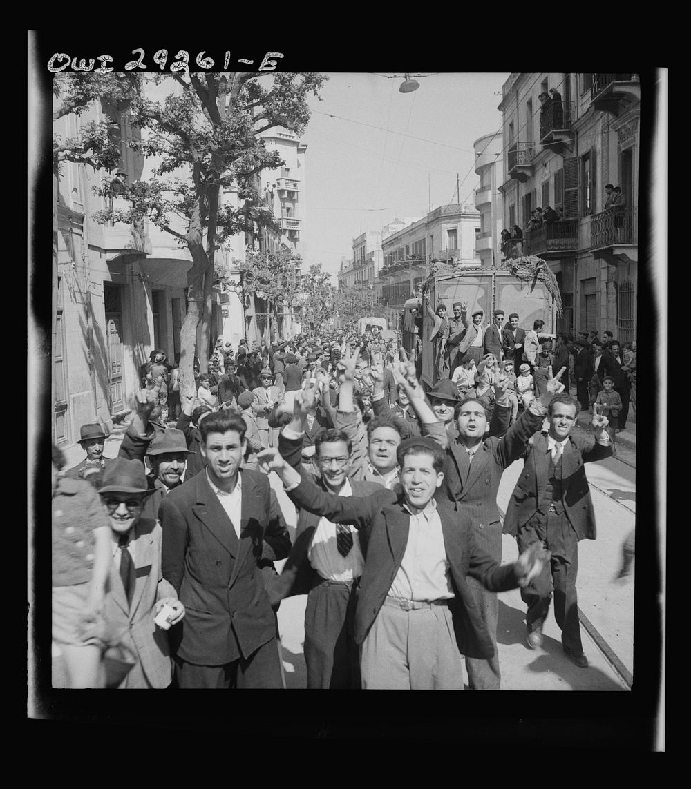 Tunis, Tunisia. A cheering crowd. Sourced from the Library of Congress.