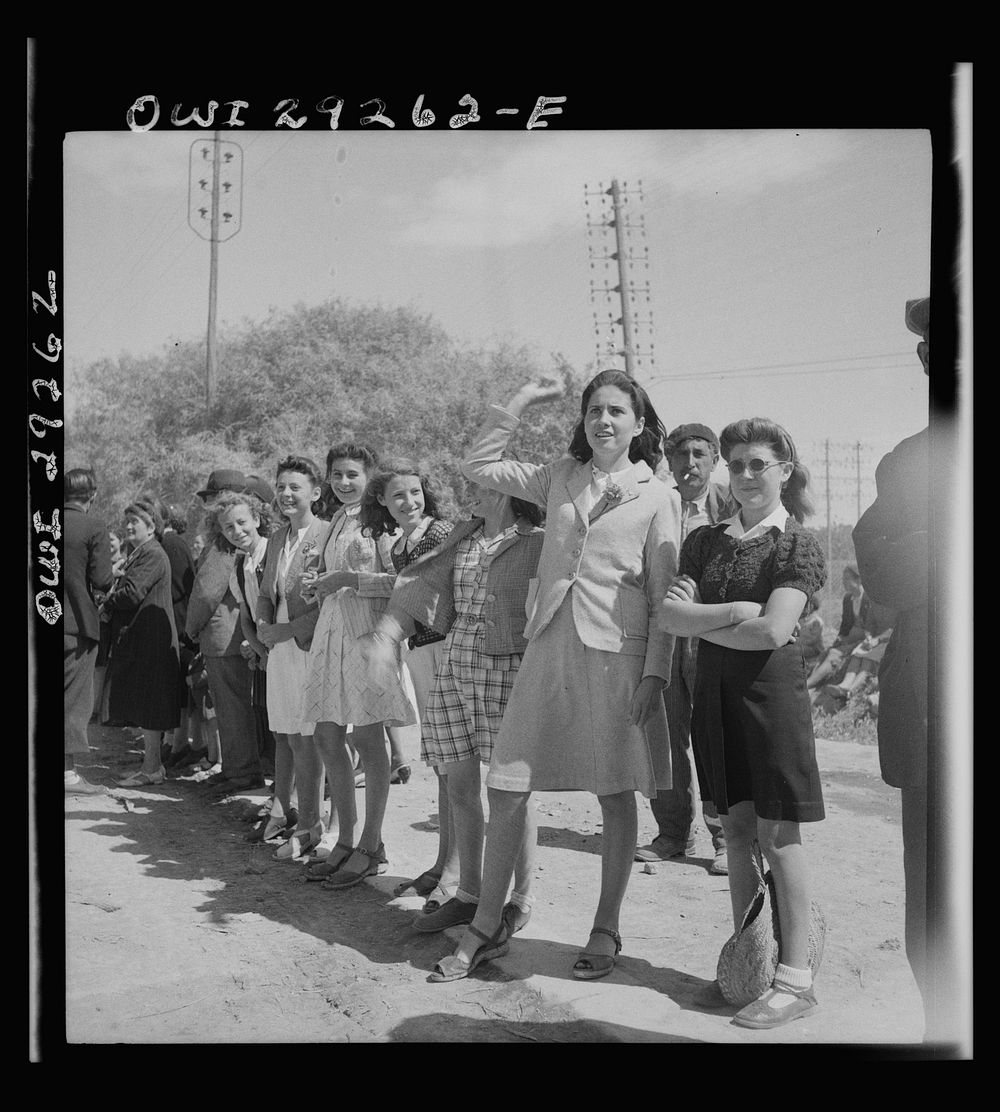 Tunis, Tunisia. A cheering crowd. Sourced from the Library of Congress.