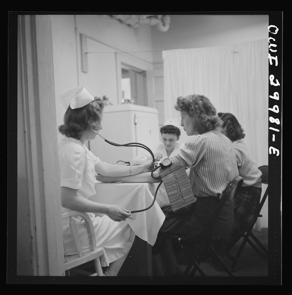 Washington, D.C. Routine health examinations are given to all volunteer blood donors at the American Red Cross center.…