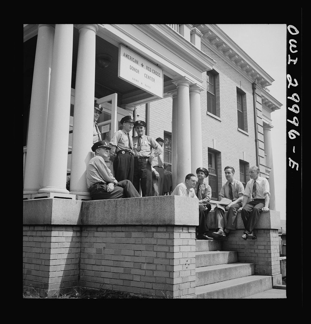 [Untitled photo, possibly related to: Washington, D.C. Entrance to the American Red Cross blood donor center]. Sourced from…
