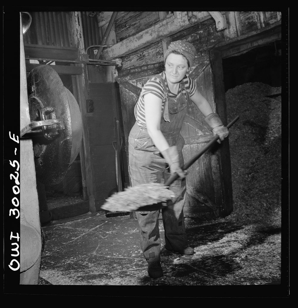 Pitcairn, Pennsylvania. Miss Mary DaVanzo, twenty-two, employed at the Pennsylvania Railroad steel car shop boiler room as a…