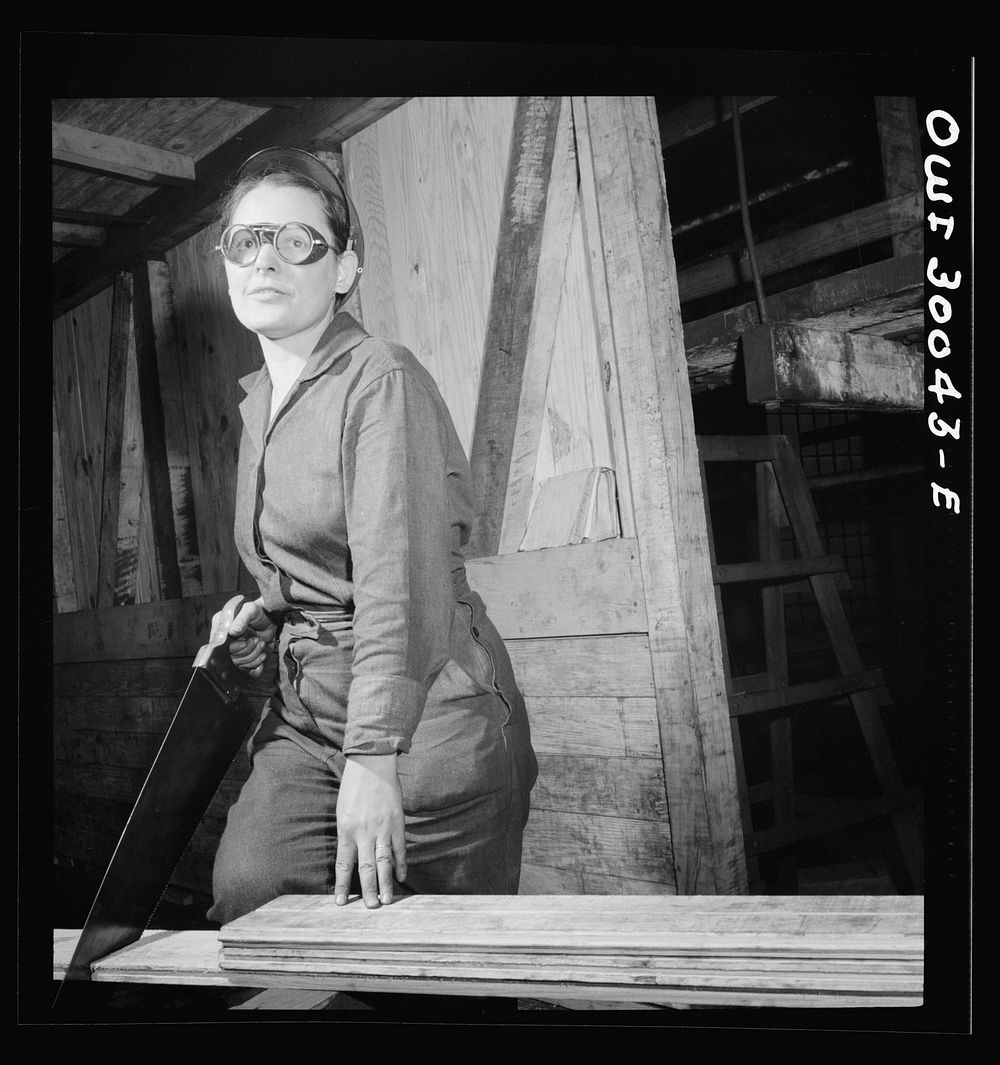 [Untitled photo, possibly related to: Pitcairn, Pennsylvania. Mrs. Hazel Reed, thirty, employed as a car repairman's helper…