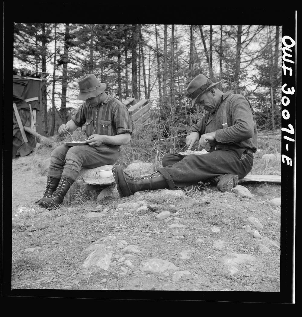 [Untitled photo, possibly related to:  Spring pulpwood drive on the Brown Company timber holdings in Maine. Mid-afternoon…