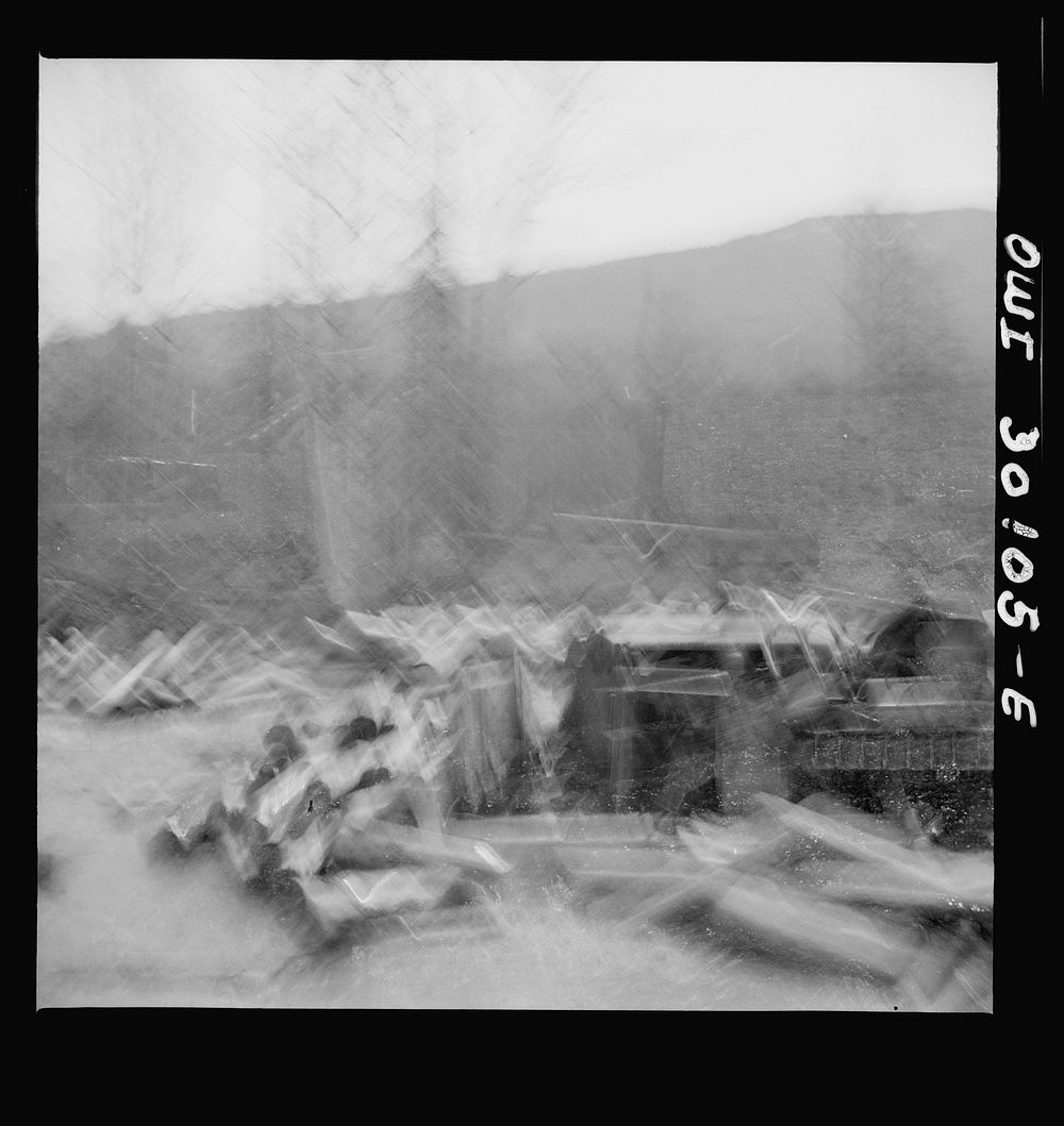 [Untitled photo, possibly related to: Spring pulpwood drive on the Brown Company timber holdings in Maine. Bulldozer…