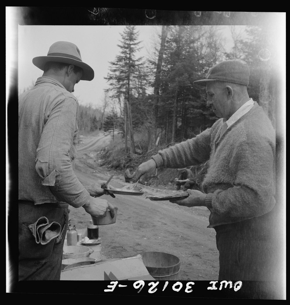 [Untitled photo, possibly related to: Spring pulpwood drive on the Brown Company timber holdings in Maine. The cook's…