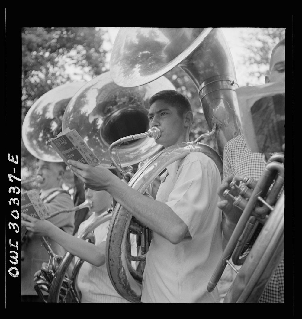 Gallipolis, Ohio. Young horn player at the Decoration Day ceremonies. Sourced from the Library of Congress.