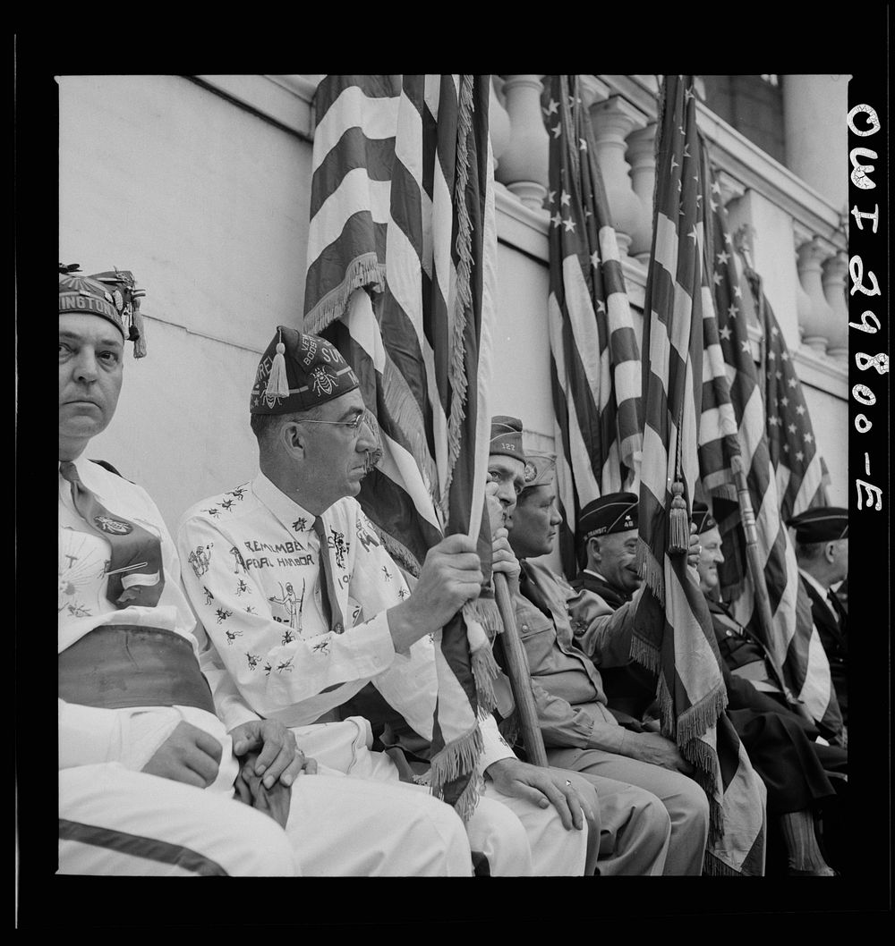 Arlington Cemetery, Arlington, Virginia. American Legion color bearer at the Memorial Day services in the amphitheater.…