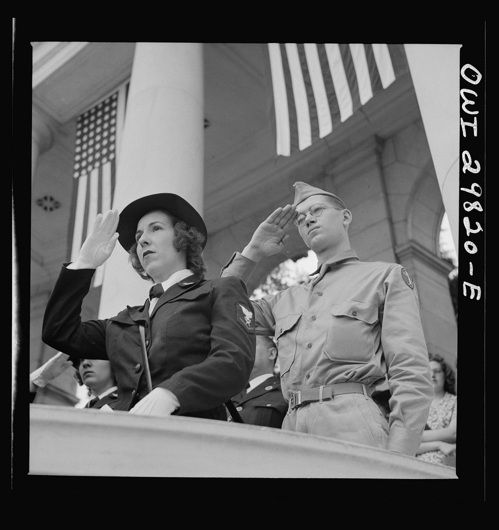 Arlington Cemetery, Arlington, Virginia. A WAVE (Women Accepted for Volunteer Emergency Service) and a soldier at the…