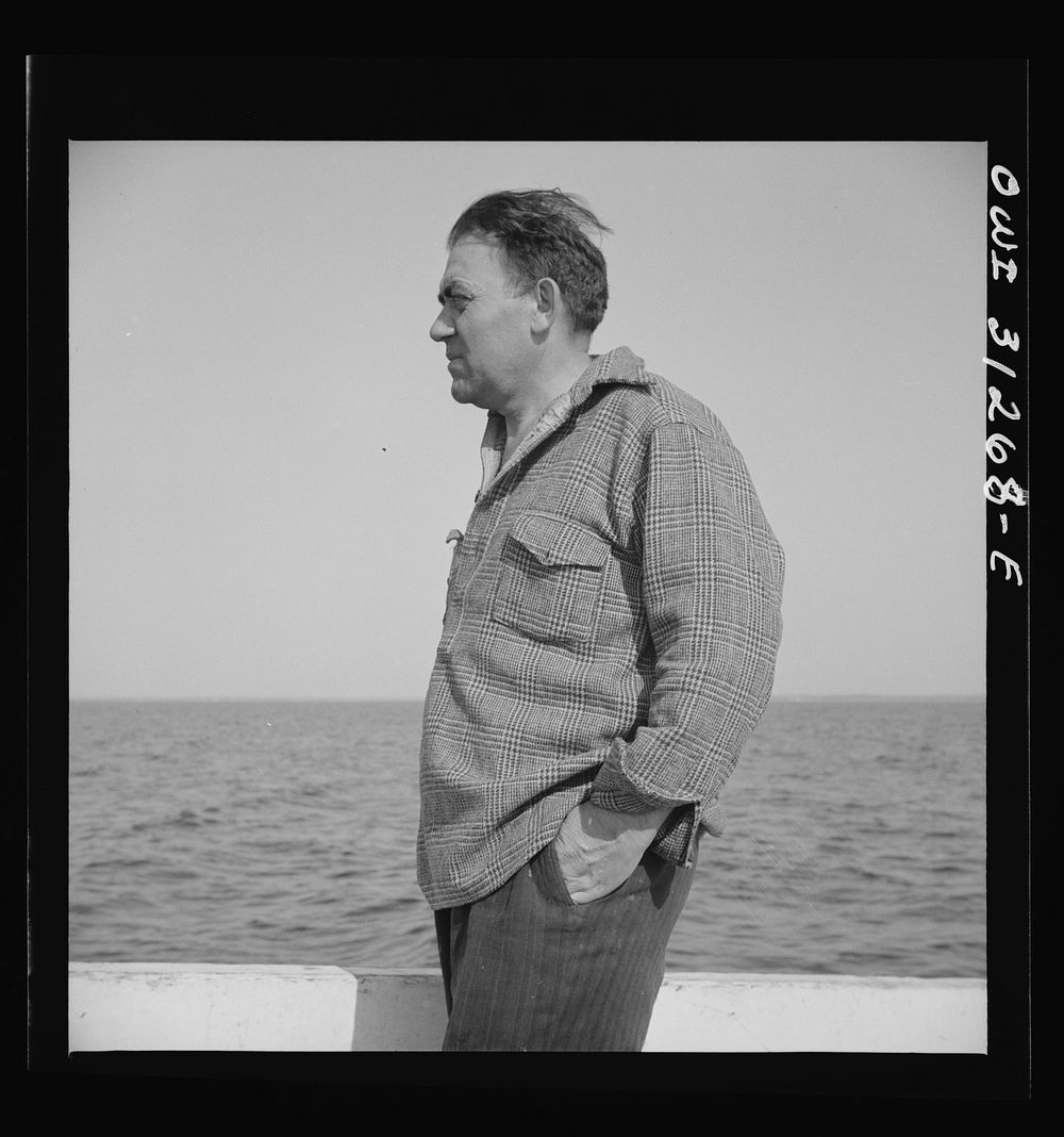 On board the fishing boat Alden out of Gloucester, Massachusetts. Vito Coppola, cook. Sourced from the Library of Congress.