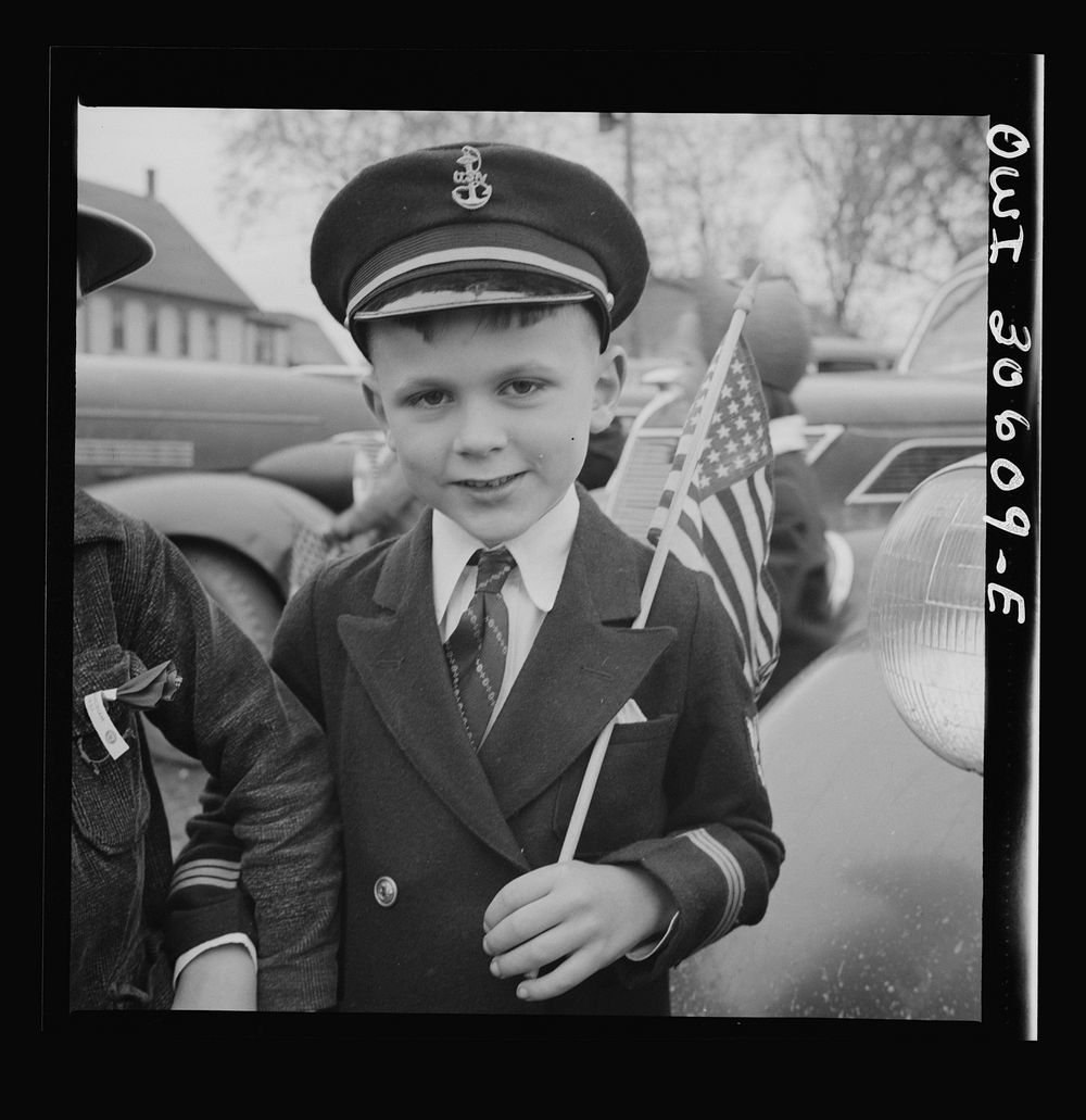 Ashland, Aroostook County, Maine. A young patriot at the Memorial Day ceremonies. Sourced from the Library of Congress.