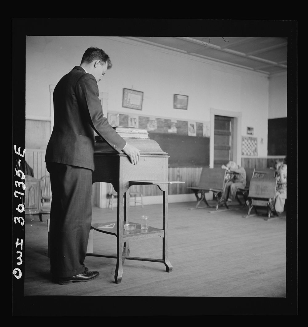 Buffalo Hill, Aroostook County, Maine. Congregational choir services held in one-room schoolhouse in isolated rural…