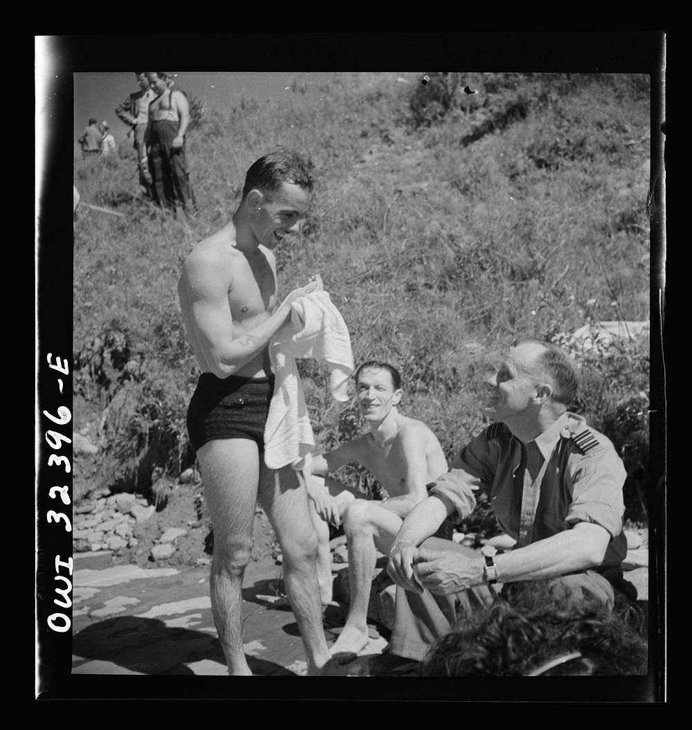 Oswego, New York. Poles and Canadians on the shores of Lake Ontario, at a swimming party held for visitors' entertainment…