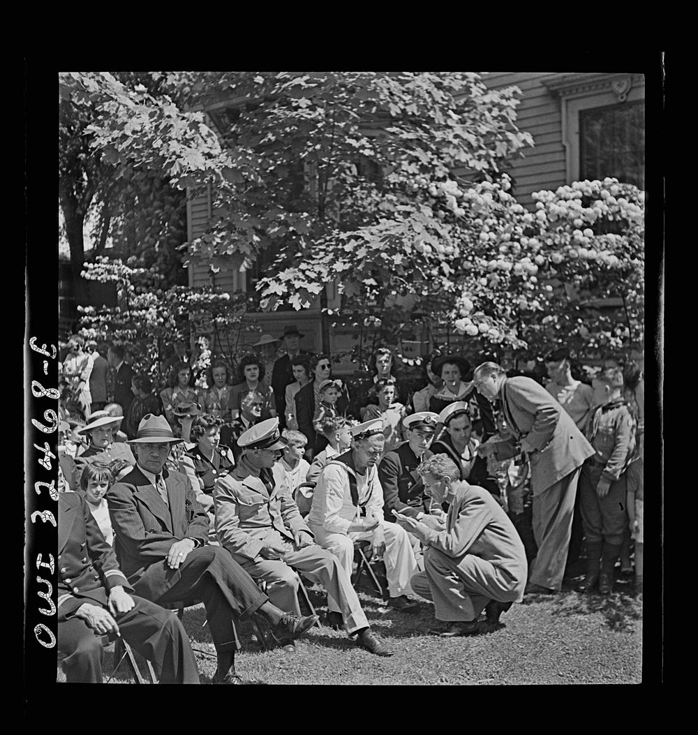 [Untitled photo, possibly related to: Oswego, New York. United Nations heroes attending the Flag Day ceremonies at the Elks…