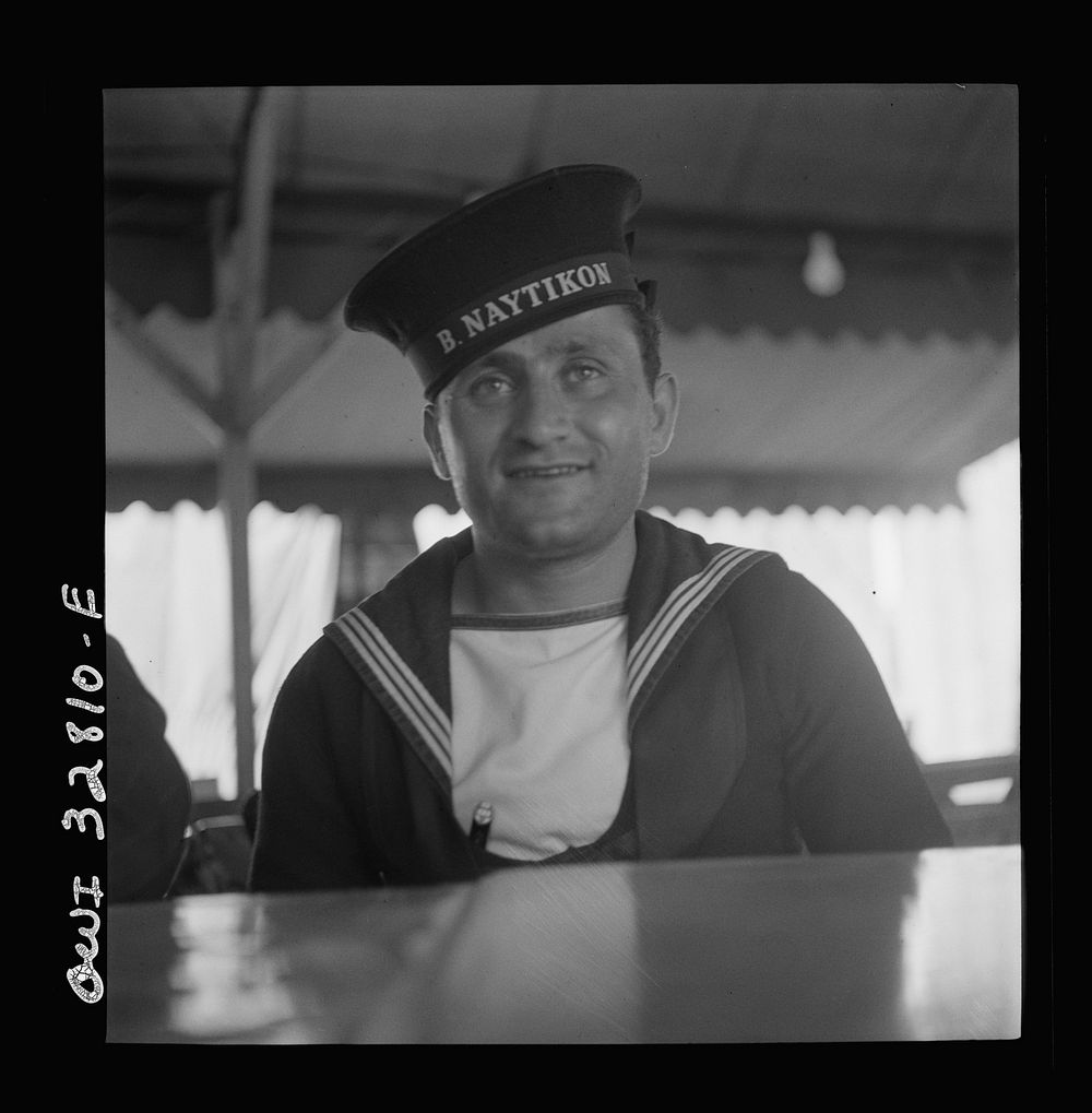 [Untitled photo, possibly related to: Oswego, New York. A Greek sailor visiting Oswego during United Nations week]. Sourced…
