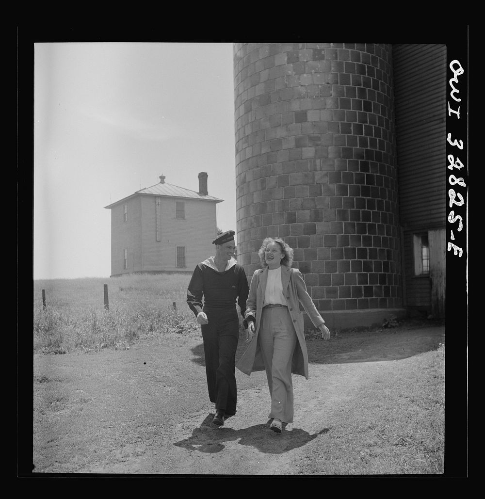 Oswego, New York. A Norwegian sailor and an Oswego girl at a farm during United Nations week. Sourced from the Library of…