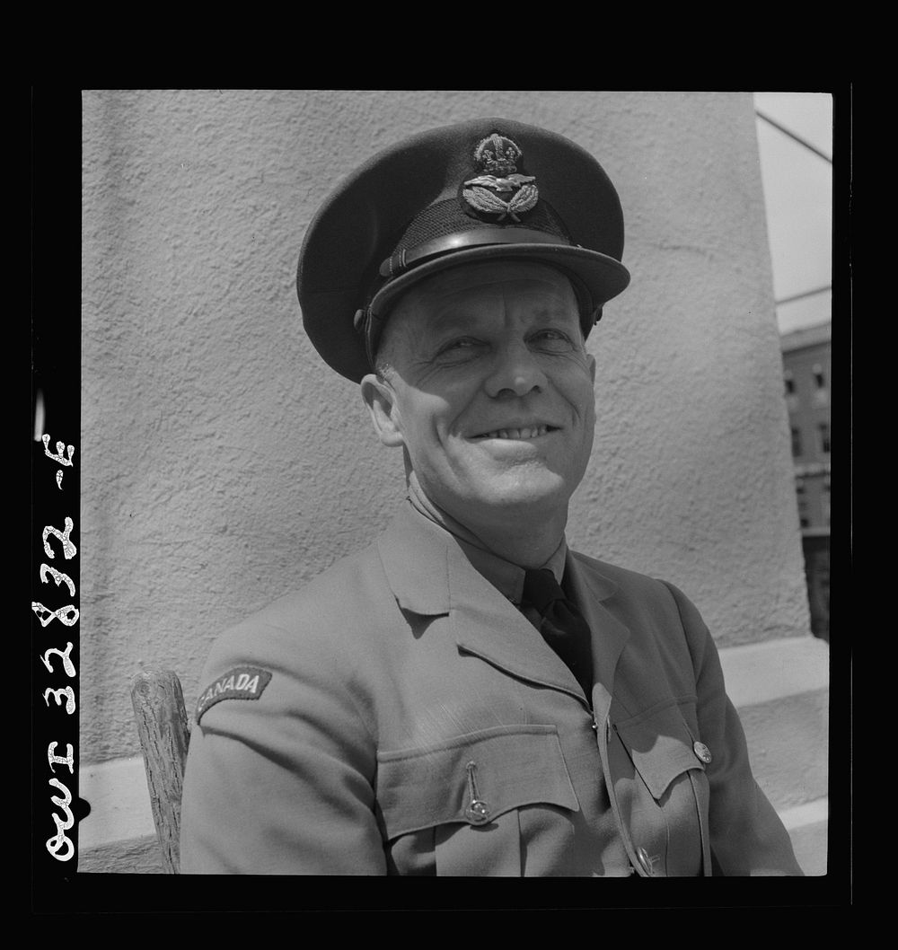 Oswego, New York. A Canadian flight commander visiting Oswego during United Nations week. Sourced from the Library of…